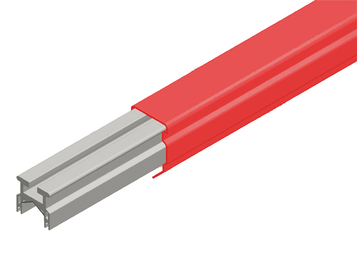 Hevi-Bar II Conductor Bar 700A, Red Med Heat Polycarbonate Cover, 30FT Length