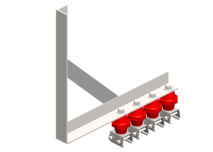 Hevi-Bar II, Bracket, Web, Braced, w/4 Stainless Steel Cross-bolt Hangers, w/Insulators (for 700-1500A Bar)