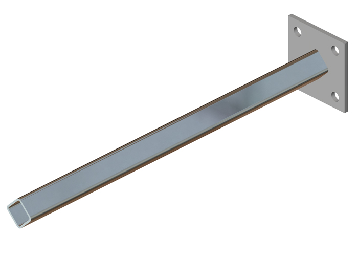 8-Bar Collector Mounting Bar, Single Post, 1.0 inch sq, 24 inch L