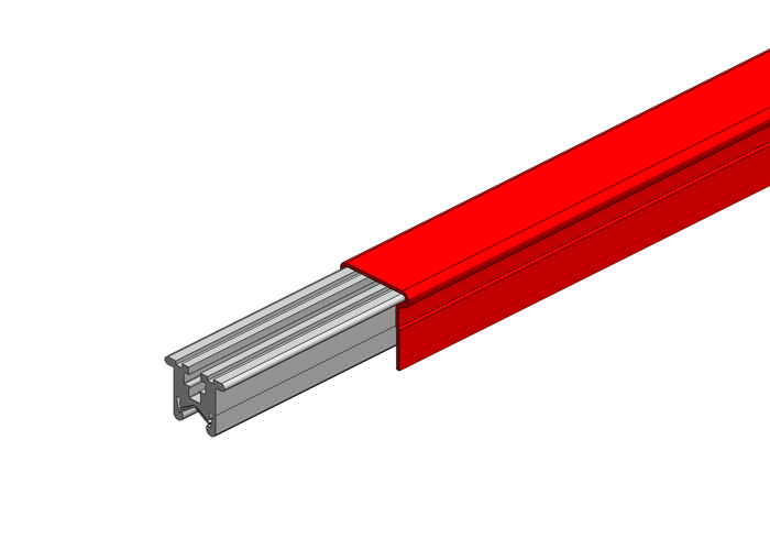 Hevi-Bar II Conductor Bar 500A, Red Med Heat Polycarbonate Cover, 10FT Length