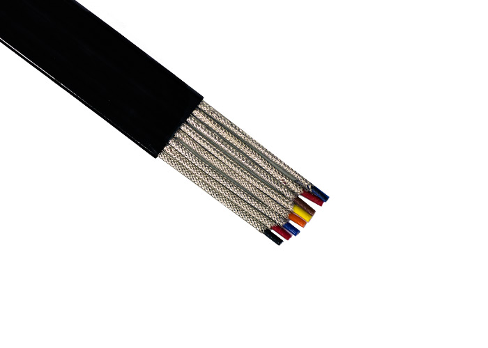 Flat Shielded Cable 16 AWG, 4 Conductor, Black