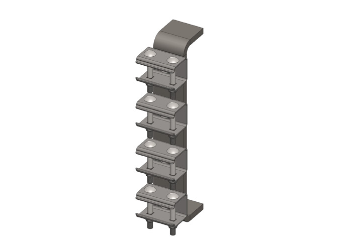 Hevi-Bar II, Bracket, Web, Lateral Mount, w/4 Polycarbonate Snap-In Hangers (for 700-1500A Bar)