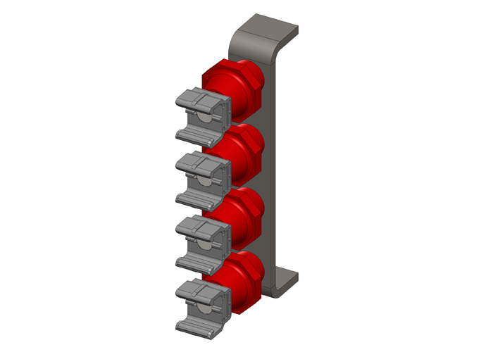 Hevi-Bar II, Bracket, Web, Lateral Mount, w/4 Polycarbonate Snap-In Hangers, with Insulators (for 700-1500A Bar)