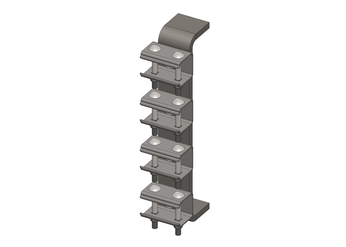 Hevi-Bar II, Bracket, Web, Lateral Mount, w/4 Stainless Steel Cross-bolt Hangers (for 700-1500A Bar)