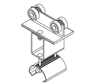 Heavy Duty C-Track Festoon Tow Trolley For Flat Cable, Aluminum, 4.0 Dia x 5.0