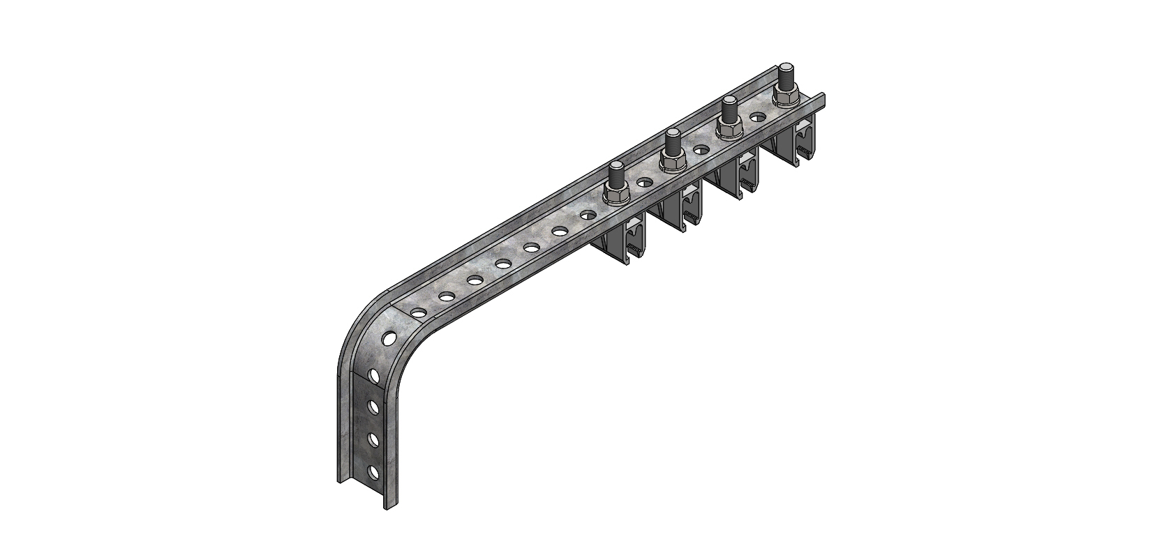 8-Bar Web Bracket, with Hanger Clamps holes 1, 3, 5, 7 15.50 LG PLSTC