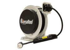 VersaReel Spring-Driven Cable Reel, 12AWG/3 Conductors, 25FT, w/Single Receptacle, 15A, w/GFCI