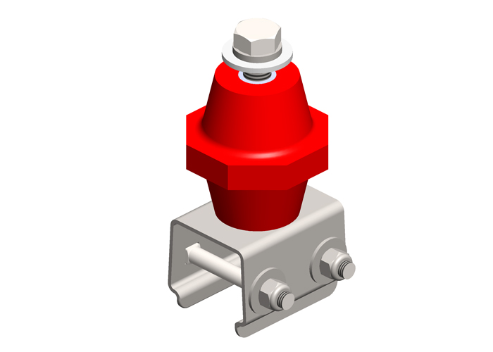 Hevi-Bar II, Hanger, 500A, Cross-bolt, with Red Polycarbonate Insulator