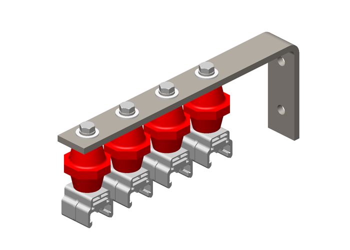 Hevi-Bar II, Bracket, Web, Plated, w/4 Polycarbonate Hangers, w/Insulators (for 500A Bar Only), 16.25 inch L