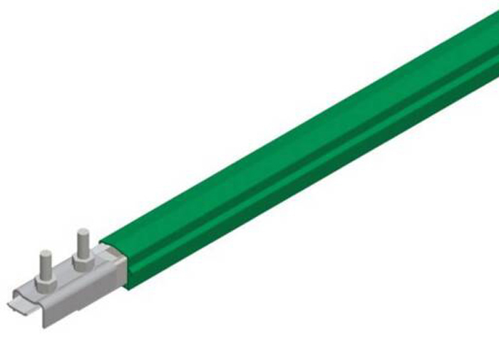 Safe-Lec 2 Conductor Bar 100A Galv Steel, Green PVC Cover, w/ Splice Joint,  4.5M