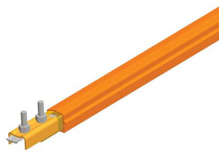 Safe-Lec 2 Conductor Bar 160A Copper, Orange PVC Cover, w/ Splice Joint, 4.5 M