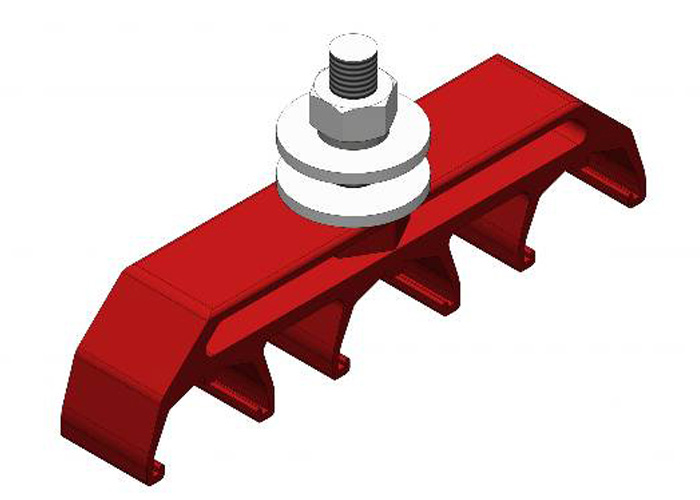 Safe-Lec 2 Hanger Clamp, 3-Pole, Medium Heat, Red Polycarbonate