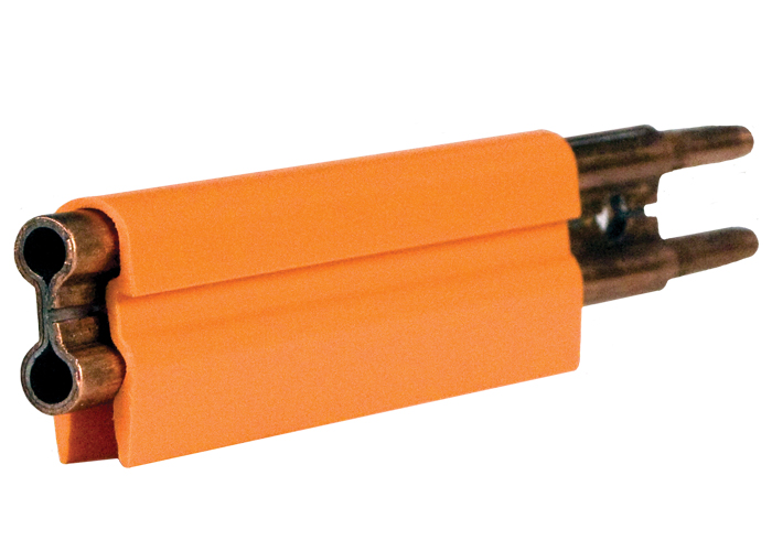 8-Bar Conductor Bar, 250A, Copper / Steel Lam, Orange PVC Cover, 10FT Length