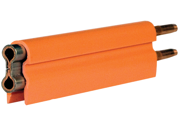 8-Bar Conductor Bar, 250A, Copper / Stainless Clad, Dark Orange High Heat Cover, 10FT Length