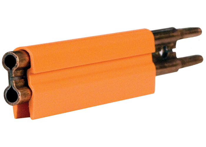 8-Bar Conductor Bar, 250A, Copper / Steel Lam, Dark Orange High Heat Cover, 5FT Length