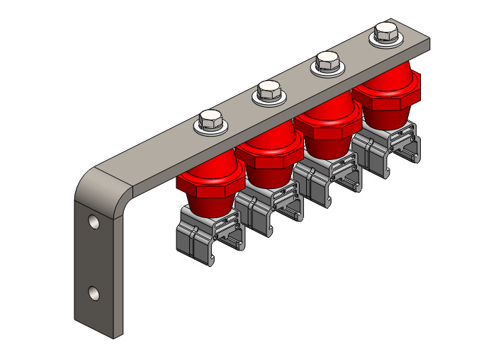 Hevi-Bar II, Bracket, Web, Plated, w/4 Standard Polycarbonate Hangers, w/Insulators (for 700-1500A Bar), 16.25 inch L