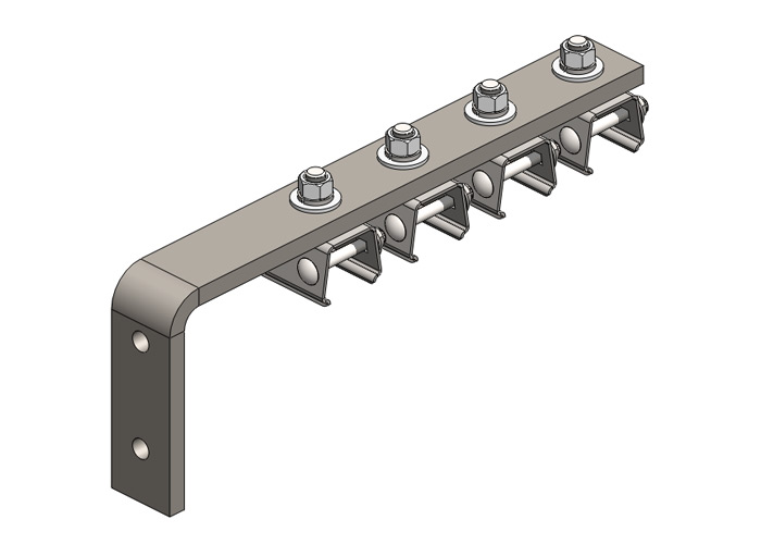 Hevi-Bar II, Bracket, Web, Plated, w/4 Stainless Steel Cross-bolt Hangers (for 700-1500A Bar), 16.25 inch L