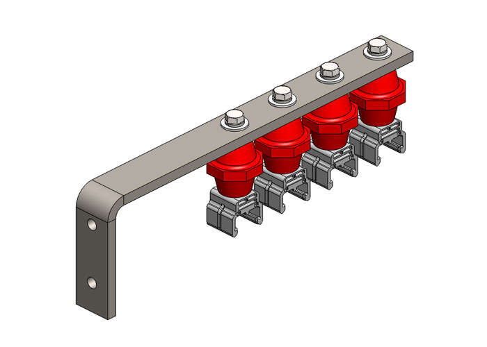 Hevi-Bar II, Bracket, Web, Plated, w/4 Standard Polycarbonate Hangers, w/Insulators (for 700-1500A Bar), 19.25 inch L