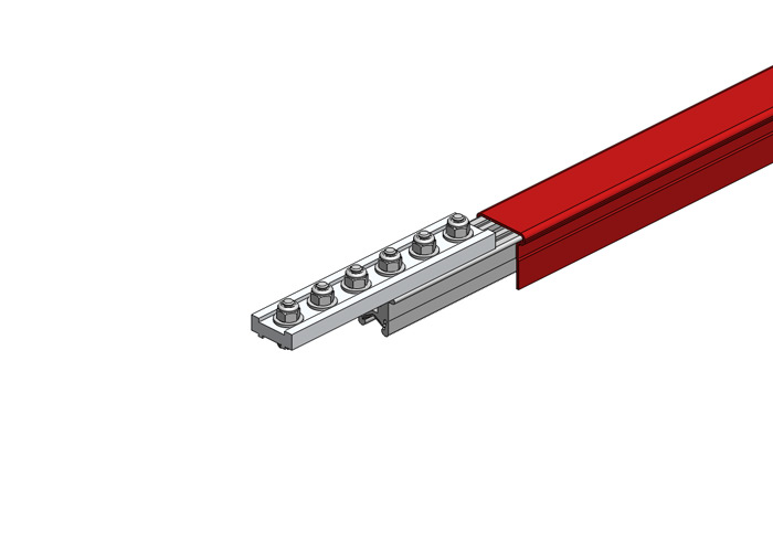 Hevi-Bar II Conductor Bar Dura Coat,  500A, Red Med Heat Polycarbonate Cover, With Splice, 30FT Length