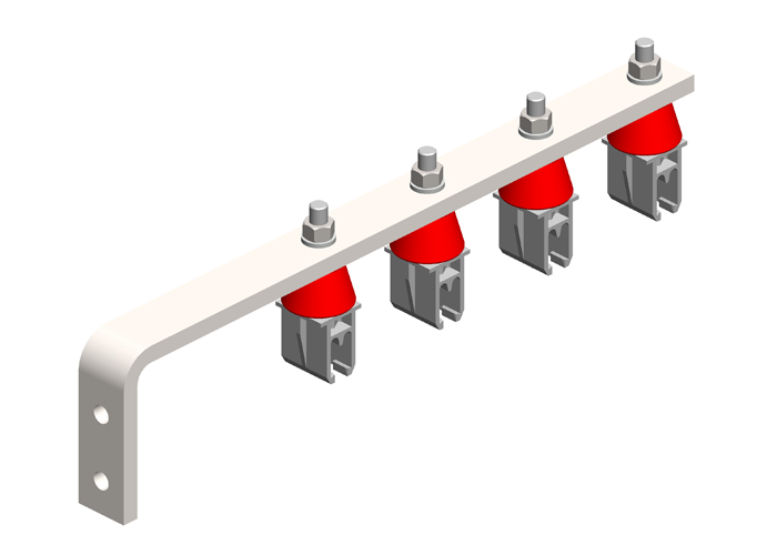 8-Bar Web Bracket, with Hanger Clamps, 4 Plastic Snap-in, w/Insulators, 3 inch OC, 15.75 inch L