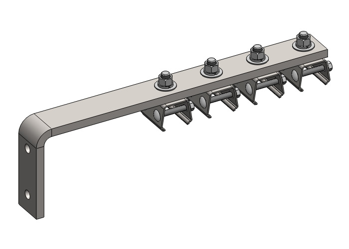 Hevi-Bar II, Bracket, Web, Stainless Steel, w/4 Stainless Steel Cross-bolt Hangers (for 500A Bar Only), 19.25 inch L