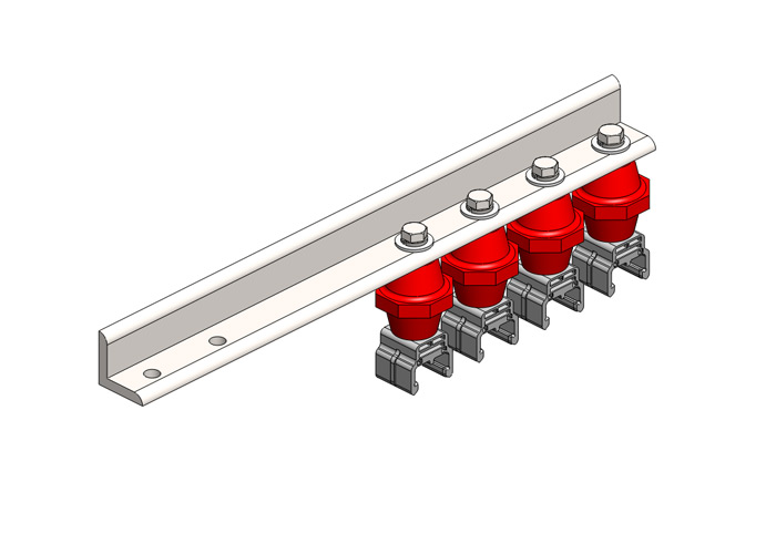 Hevi-Bar II, Bracket, Flange, w/4 Polycarbonate Hangers, w/Insulators (for 700-1500A Bar)