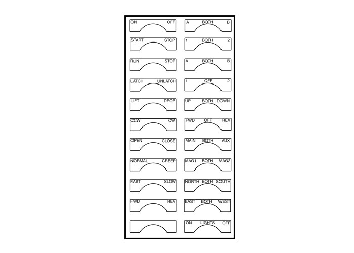 80 Series Pendant Legend Sheet, For Selector Switches - Sheet 2