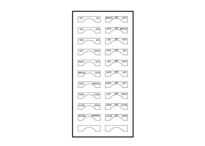 80 Series Pendant Legend Sheet for selector switches - sheet 1