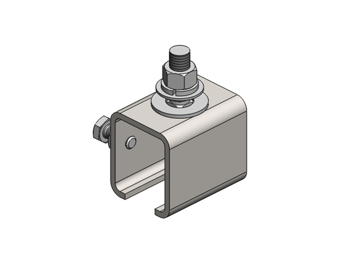 Standard Duty C-Track Festoon Track Anchor Bracket, For Angle Iron Cross Arm Supports, Stainless Steel, End-Feed Style