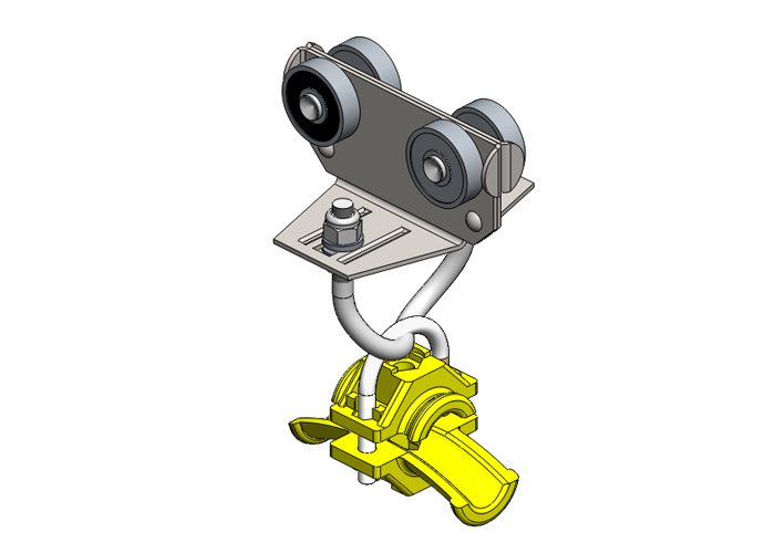 Standard Duty C-Track Festoon Cable Trolley For Round Cable, Stainless Steel, For 0.98